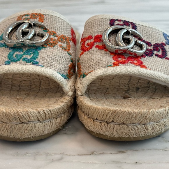 ♥️ GUCCI Rainbow & Neutral Plaque Espadrille 36 6 Excellent Condition Cute!! ♥️ - Picture 7 of 10